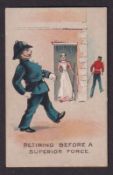 Cigarette card, Glass & Co, Naval & Military Phrases, type card, 'Retiring Before a Superior