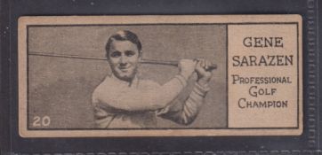 Trade card, Golf, Willard's Chocolates V122 Sports Champions type card no 20, Gene Sarazen,