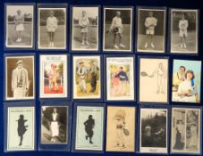 Postcards, a collection of approx. 31 tennis related cards and 26 Wimbledon tickets, 1965 (x15) &