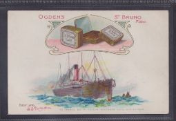 Cigarette card, Ogden's Postcard issue, Liners type card S S Derbyshire (St Bruno brand) (gd)