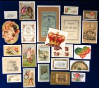 Advertising Cards, 23 early advertising items to include Au Bon Marche (mechanical), The Globe