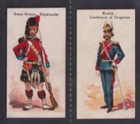 Cigarette cards, Wholesale Tobacco Co, Armies of the World, two cards, Great Britain -