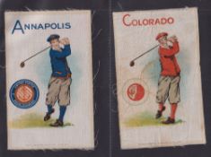 Tobacco silks, USA, Golf, ATC, 18 silk issues, Athlete & College Seals, all Golf subjects. 14 P