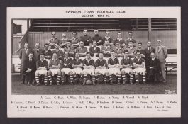 Football postcard, Swindon Town Football Club, 1948/48, photographic card showing quad & officials