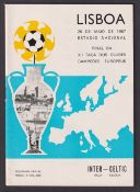Football programme, Inter Milan v Celtic European Cup Final 25 May 1967 played in Lisbon (ex).