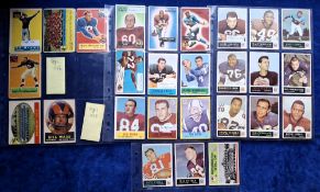 Trade cards, American Football, USA issues, 98 gum issue cards 1950's to 1970's many Topps but
