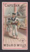 Cigarette card, Wills, Advertisement card for 'Capstan Navy Cut' with image of sailors on deck of