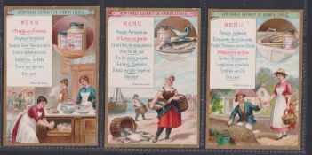 Trade cards, Liebig, Dinner Menus, ref S245, Belgian edition (set, 6 cards) (gd)