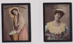 Cigarette cards, Muratti, Beautiful Women, 'M' size, ref. H284, two cards, pictures nos 17 & 52 (gd)