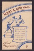 Boxing programme, Primo Carnera v Franz Diener, 17th December, 1929 at Royal Albert Hall, London.
