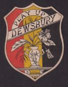 Cigarette card, J. Clayton, Sporting Shields, type card, 'Play Up Dewsbury', ref. C572-600 (gd) (1)