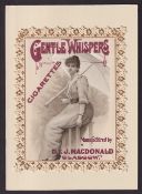 Tobacco advertising, D. & J. Macdonald, Glasgow, a card mounted advertising card for 'Gentle Whisper