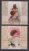 Cigarette cards, USA, Duke's, Beauties Folders, all with 'Duke's' on back in red, 'P' size, 4 cards,