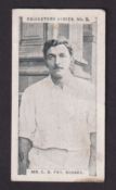 Cigarette card, Glass & Co, Cricketers Series, type card, no 3, Mr C.B. Fry, Sussex (stained to