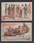 Cigarette cards, USA, G B Miller & Co, Alphabet Cards, 'X' size, two cards, 'D - Discount' & 'P -