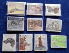 Cigarette cards, 10 sets all large sized, Sinclair Champion Dogs, Wills Rigs of Ships, Players (