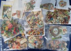 Scraps, a selection of many 100s of small and medium sized, mainly Victorian, loose scraps, to