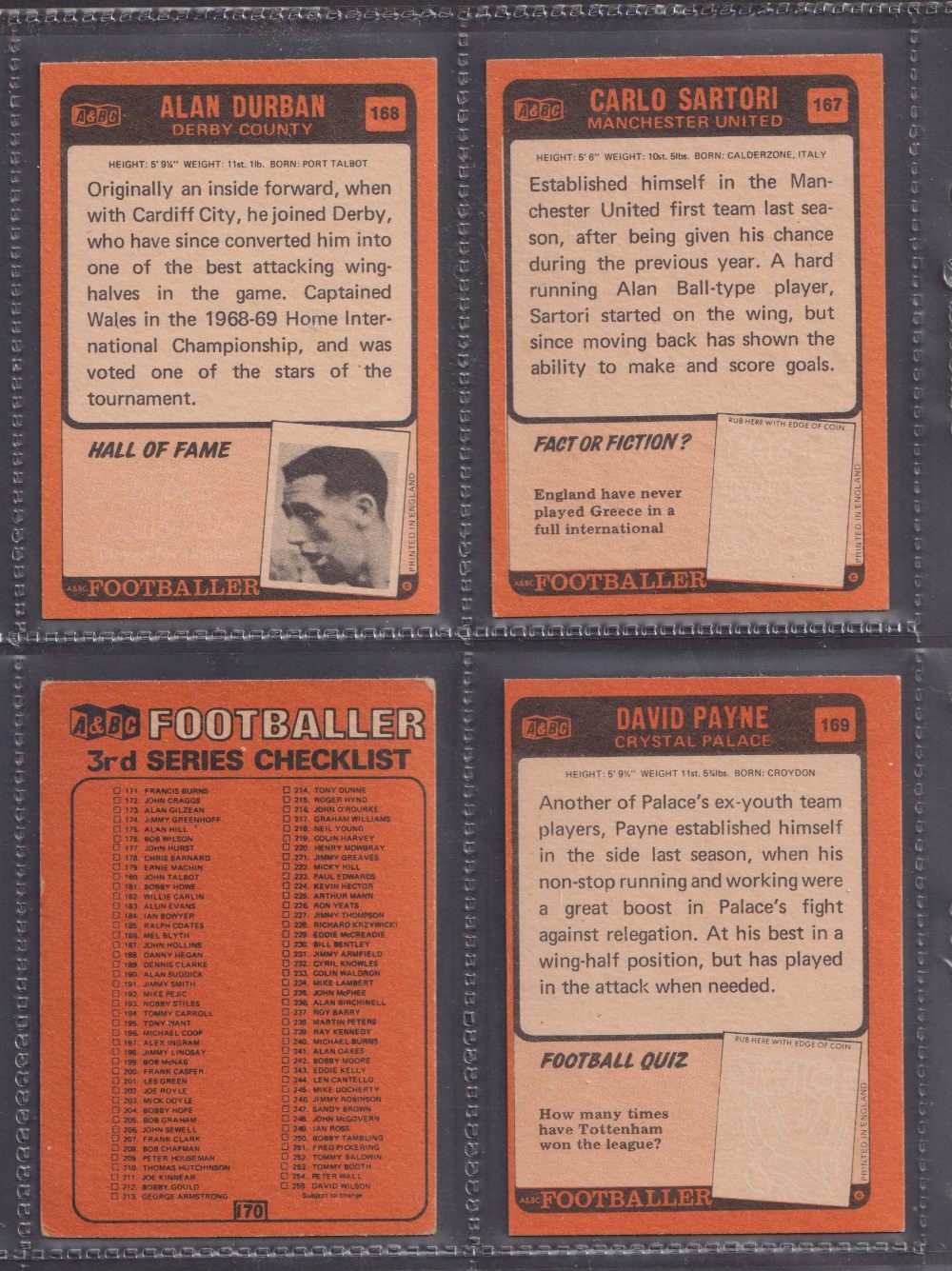 Trade cards, Football A&BC Gum, Footballers 1970 Orange back 1st and 2nd series 1-85 & 86-170 (set - Image 6 of 6