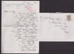 Autograph, Crime, Reg Kray, a hand written letter on stamped H.M. Prison Parkhurst paper, posted