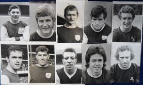 Press photographs, Burnley FC, a collection of 30+ b/w press photos showing Burnley FC player