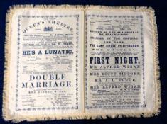Entertainment, a large, fold-out, silk theatre programme from The Queen's Theatre dated 4th-7th,
