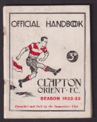 Clapton Orient FC, Football handbook, 'Clapton Orient Official Handbook 1932/33', 64 pages with