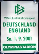 Football posters, Germany v England, 1st September 2001, World Cup Qualifying game, two rolled