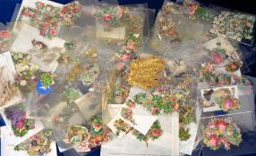Victorian Scraps, 1000s of loose scraps all contained in plastic pockets to include birds,