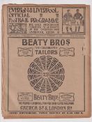Football programme, combined issue for Liverpool v Manchester City 27 October 1906 & Everton