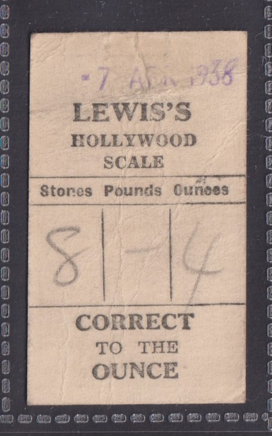 Trade card, Lewis's, Hollywood Scale card (Weighing machine card), Footballer, M Busby of - Image 2 of 2