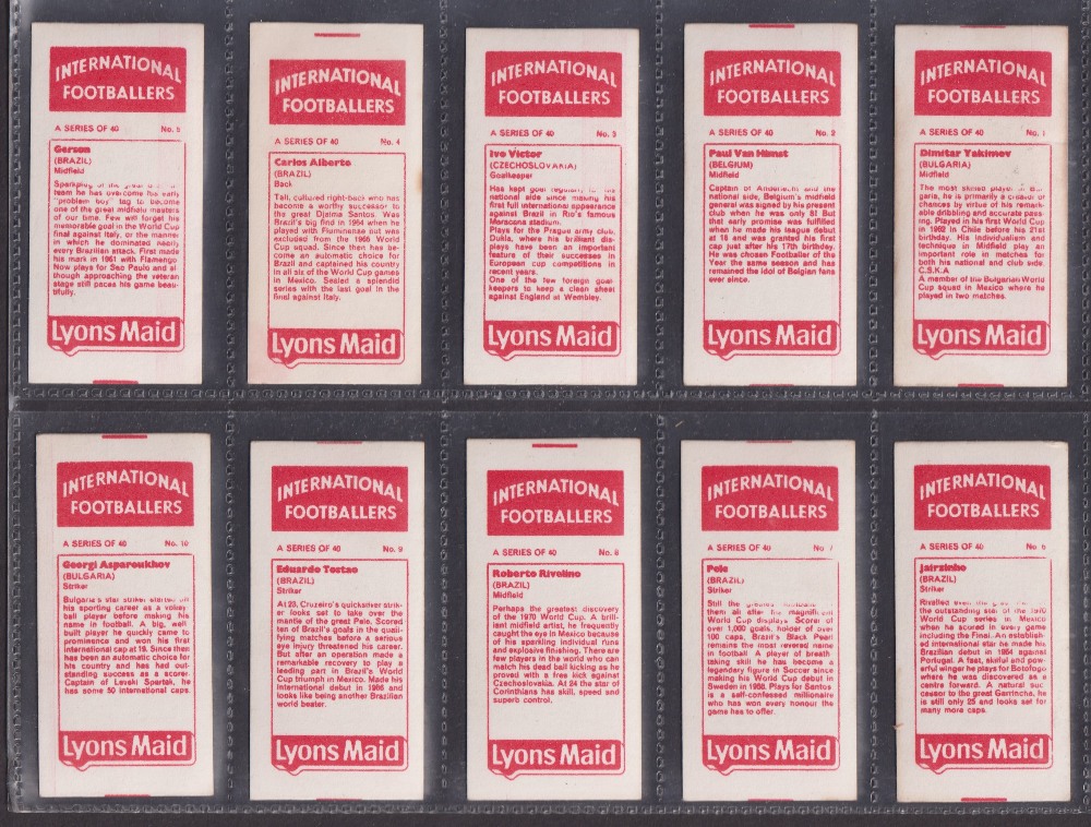 Trade cards, Lyons Maid, International Footballers (set, 40 cards) includes Pele, Best, Charlton etc - Image 2 of 8
