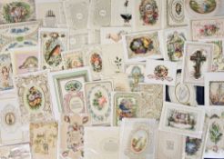 Victorian Greetings Cards, a collection of 50 good cards to include lace, embossed, silk, gilded