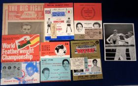 Boxing programmes & tickets etc, Howard Winstone, Welsh Boxer & World Featherweight Champion &
