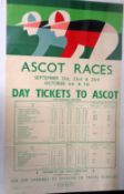 Ascot races, a Southern Region Rail Excursion Poster advertising train times to Ascot Races, 21st,