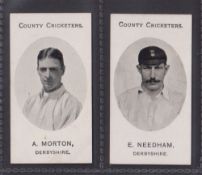 Cigarette cards, Taddy, County Cricketers, Derbyshire, two cards, A, Morton & E. Needham (gen.