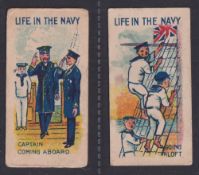 Trade cards, Barratt's, Life in the Navy, two cards, 'Captain Coming Aboard' & 'Going Aloft' (just