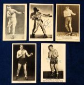 Boxing autographs, five postcards all with original signatures, Joe Beckett, Don Cockell, Len