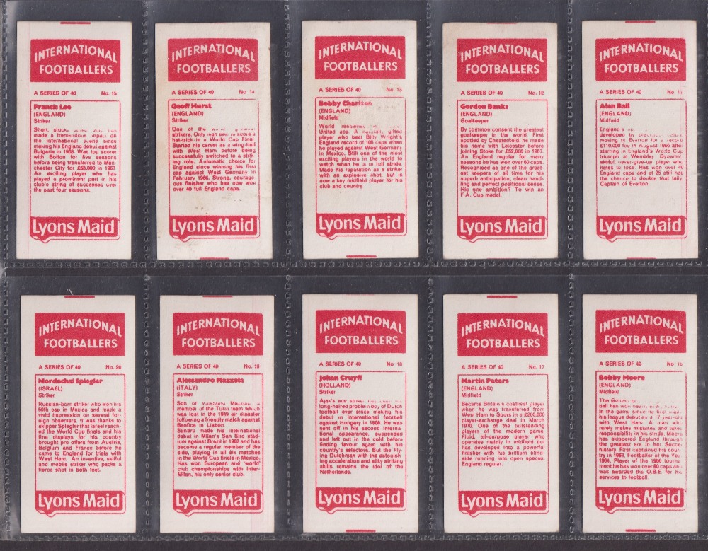 Trade cards, Lyons Maid, International Footballers (set, 40 cards) includes Pele, Best, Charlton etc - Image 4 of 8