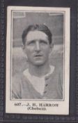 Trade card, Football Bunsen, Confectionery Famous Figures series, type card number 607 J H Harrow