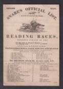 Horseracing, Reading Races 10 August 1848, an illustrated small card featuring four races, The