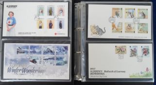 Stamps, Alderney large collection of presentation packs and first day covers housed in 8 albums