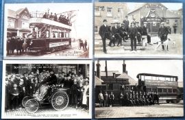 Postcards, an RP selection of 4 cards, featuring the first tram to Erdington 1 March 1907 (nice