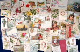 Vintage Greetings Cards, Cats and Others, approx. 260 cards to comprise die-cut, embossed, deckle
