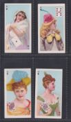 Cigarette cards, Canada, D Ritchie & Co, Beauties, p/c inset, Ref 500-200, Third set back in blue, 4