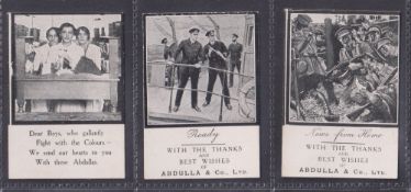 Cigarette cards, Abdulla, Great War Gift Packing cards (set 3 cards) (some slight edge knocks, about