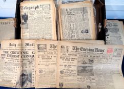 Newspapers, a selection of approx. 100 early to mid 20thC papers mostly covering WW1 and WW2,