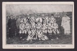 Football postcard, Dick Kerr's International Football Team. Early printed card showing the famous