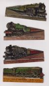 Trade issue, Modern Boy, Model Railway Trains die cut to shape on thin metal, seven different (one