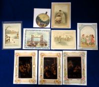 Victorian Hold To Light Greeting Cards, 9 cards to include Tower Bridge London, Christmas snow