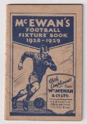 Football fixture book, McEwan's Football Fixture Book 1928/29 covering North East Clubs with several